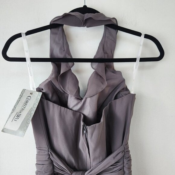 NWT Christina Wu Occasions Charcoal Grey Short Bridesmaids Dress Cocktail 8 - Picture 3 of 7